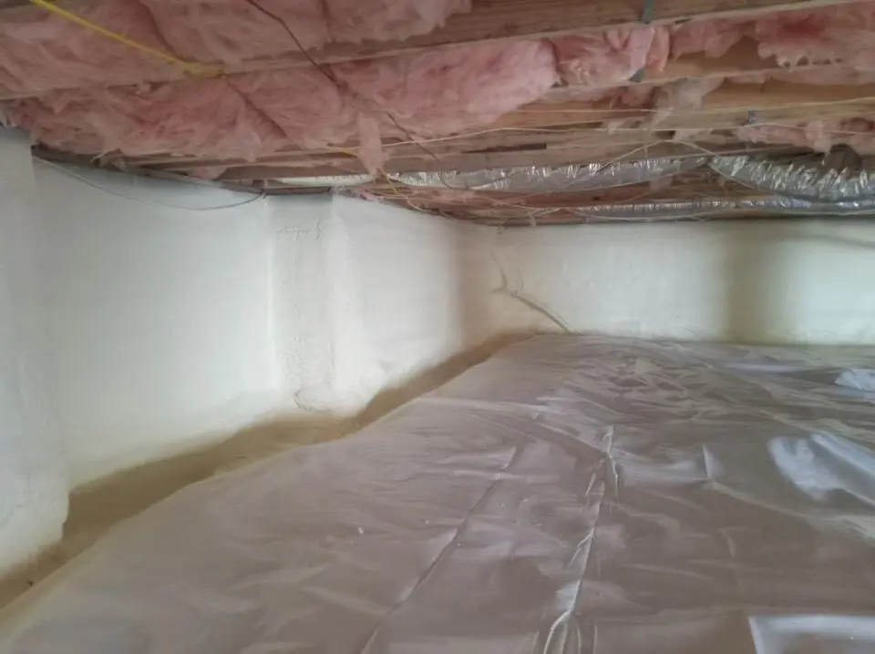 Crawl space encapsulation with closed-cell spray foam for Roof Leak Repair in Newark